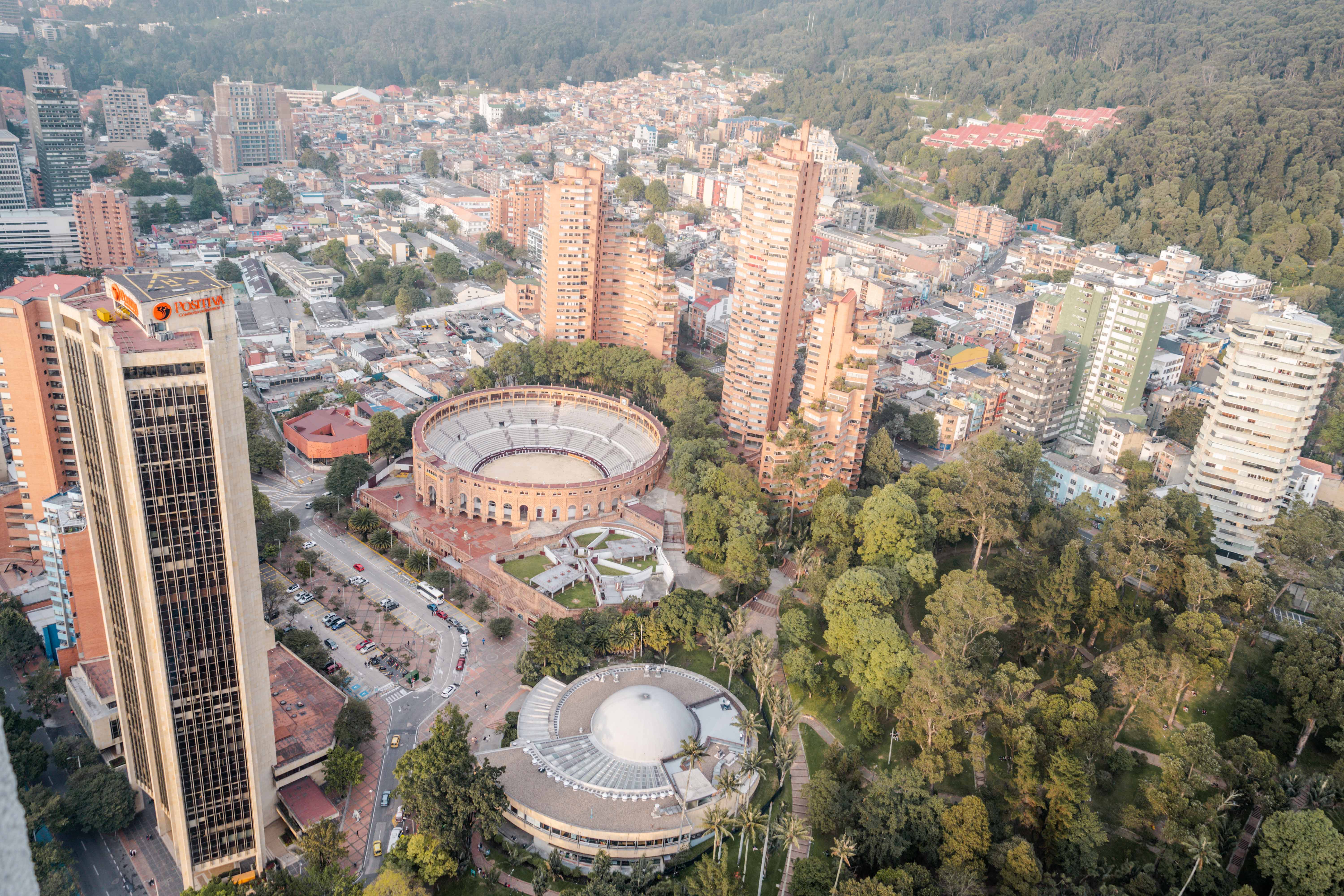 Vista aerea de la antigua plaza de toros de Bogota