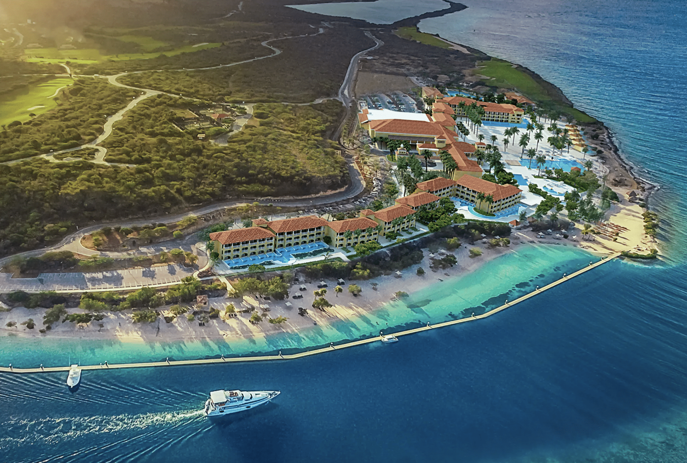 Vista aerea del hotel Sandals en Curazao.